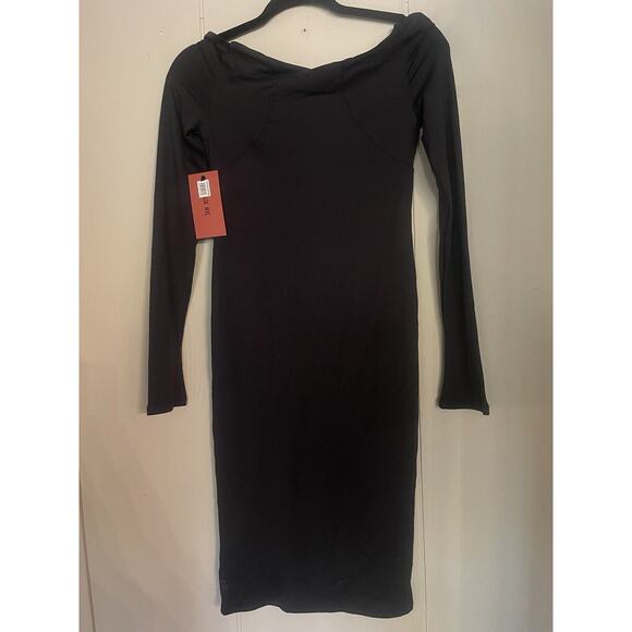 Alix NYC Jansen Little Black Dress Jersey Off The Shoulder Dress NWT $226 S - Picture 5 of 10